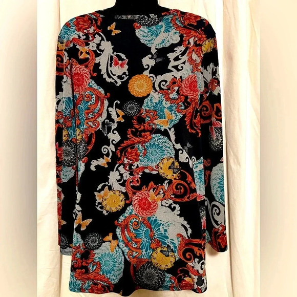 Dress Barn Woman's Size L Tunic Designer Fashion Floral Swirles Hip Chic - Picture 5 of 5